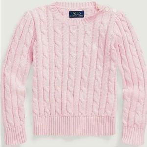 Ralph Lauren Toddler Girl Pink Cable Knit Sweater